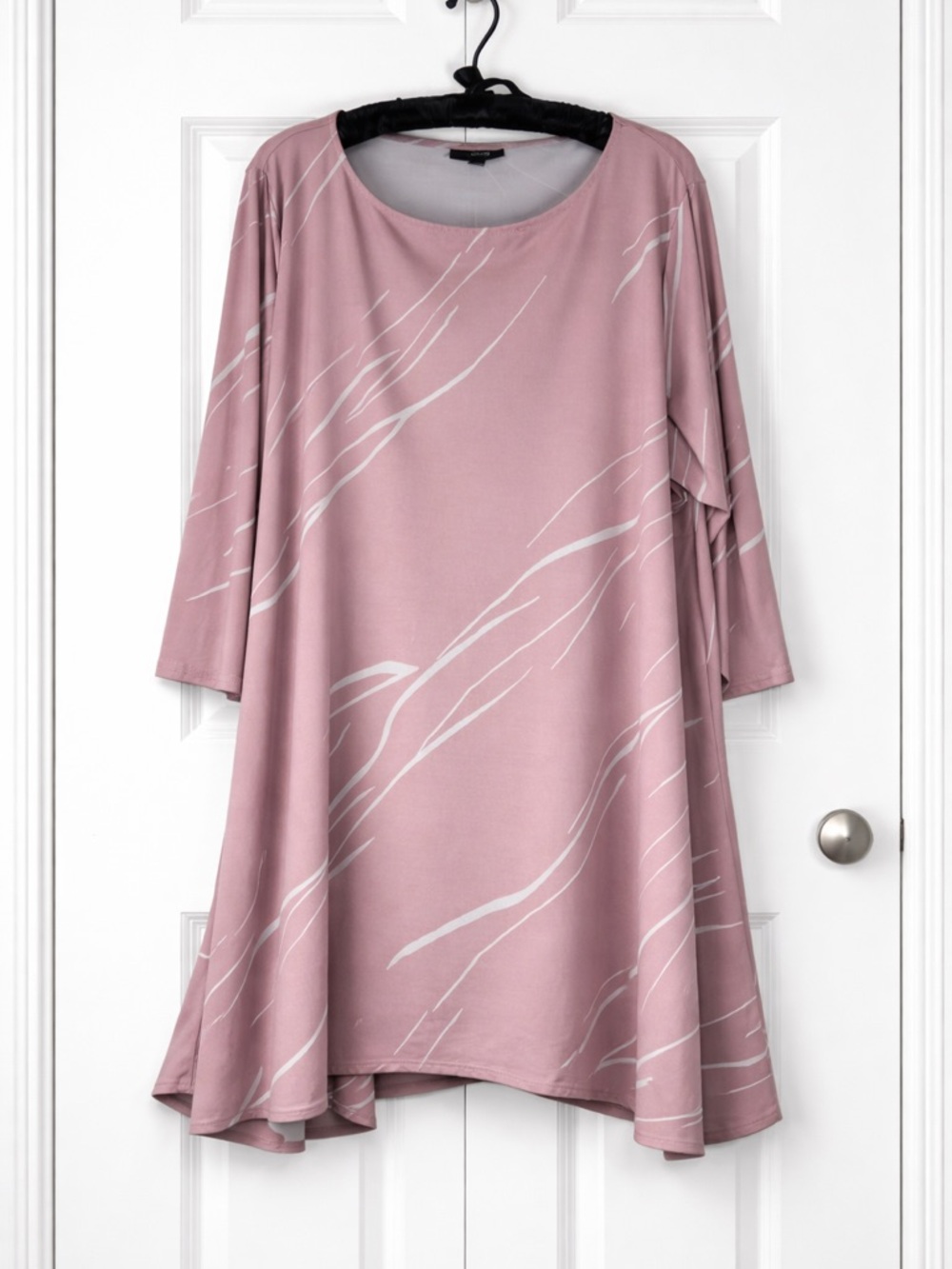 Alfani Pink Abstract Tunic Top Large 3/4 Sleeve Soft Flowy Stretch Blouse